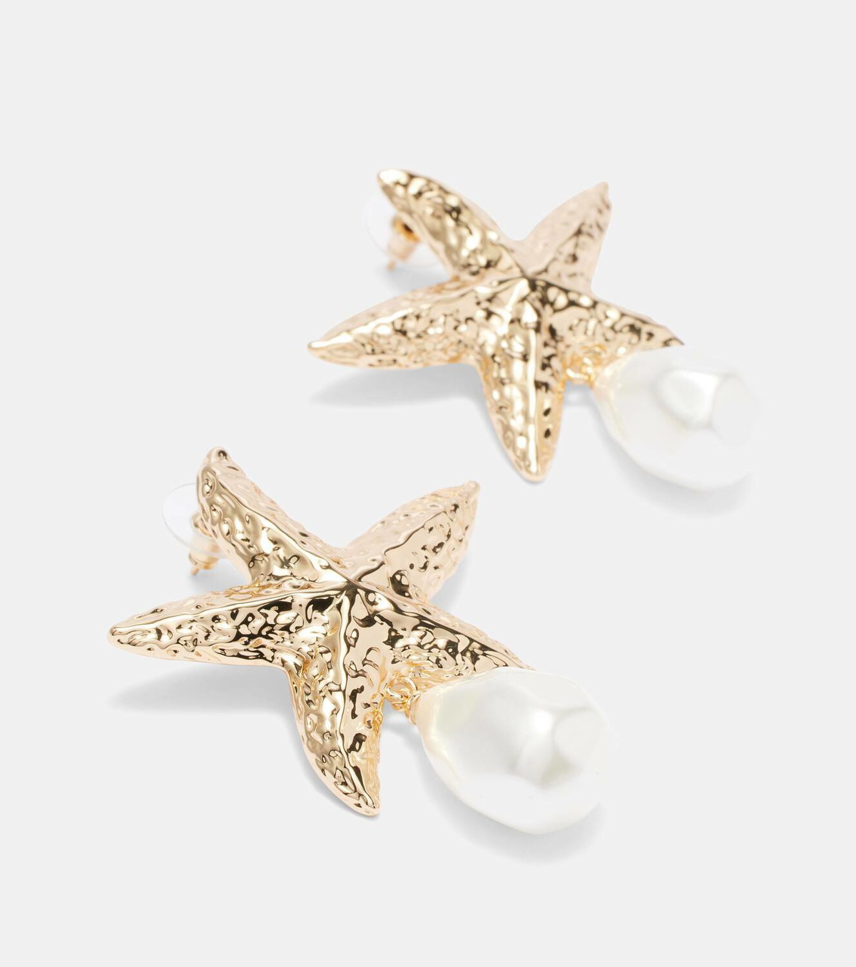 Self-Portrait Faux pearl-embellished gold-plated earrings