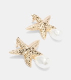 Self-Portrait Faux pearl-embellished gold-plated earrings