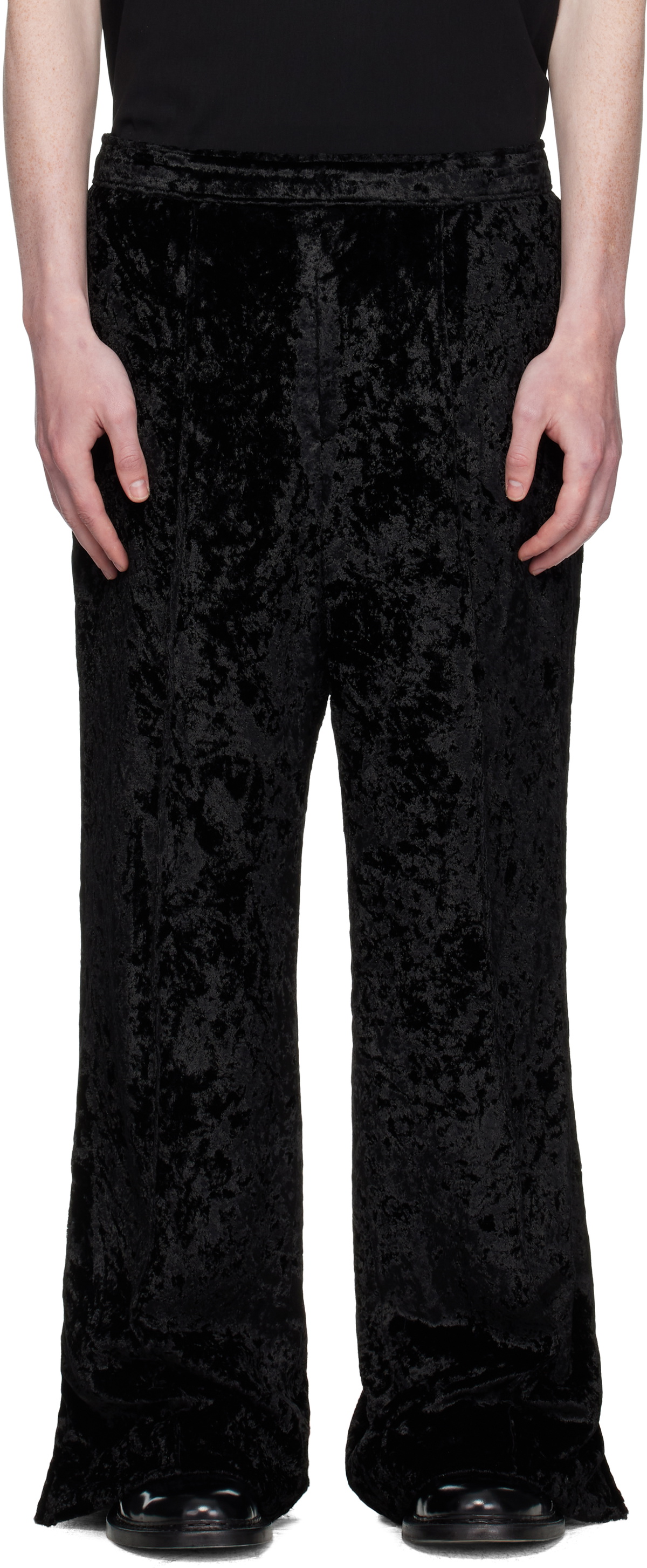 Toga Virilis Black Crush Velvet Trousers
