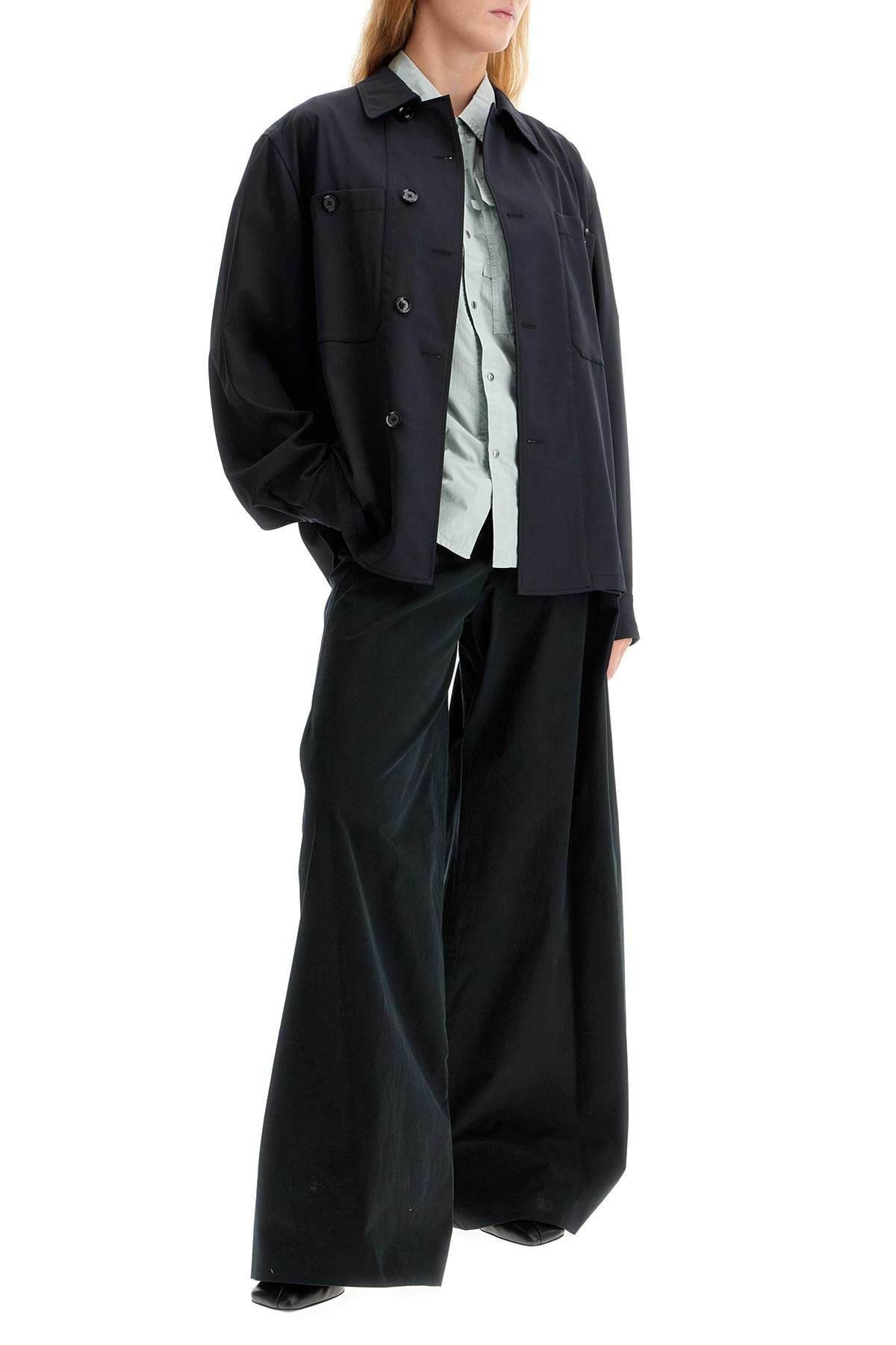 LEMAIRE double-breasted twill oversh Black Lemaire
