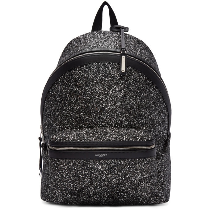 Photo: Saint Laurent Black and Silver Glitter City Backpack