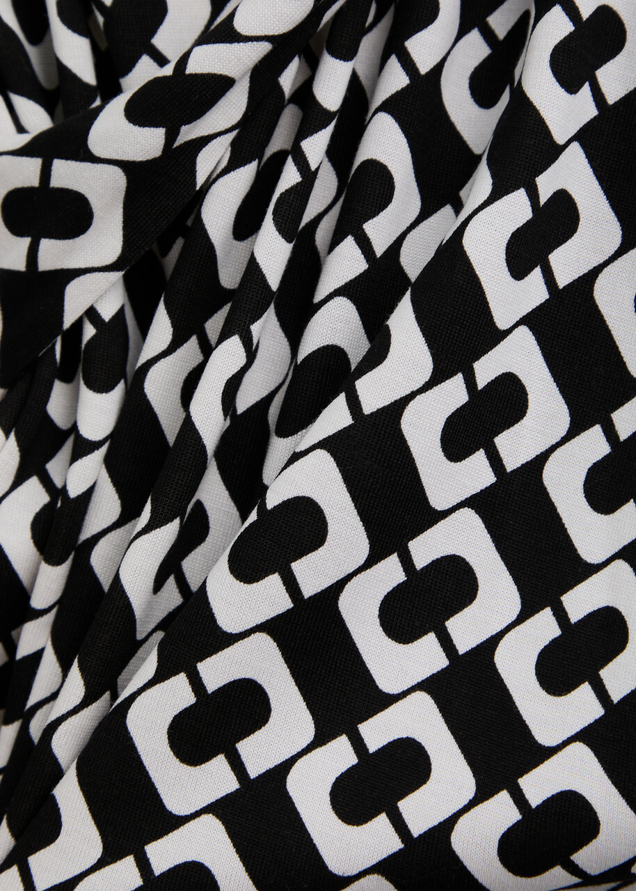 Diane Von Furstenberg Julian Printed Silk Mini Wrap Dress Black And White