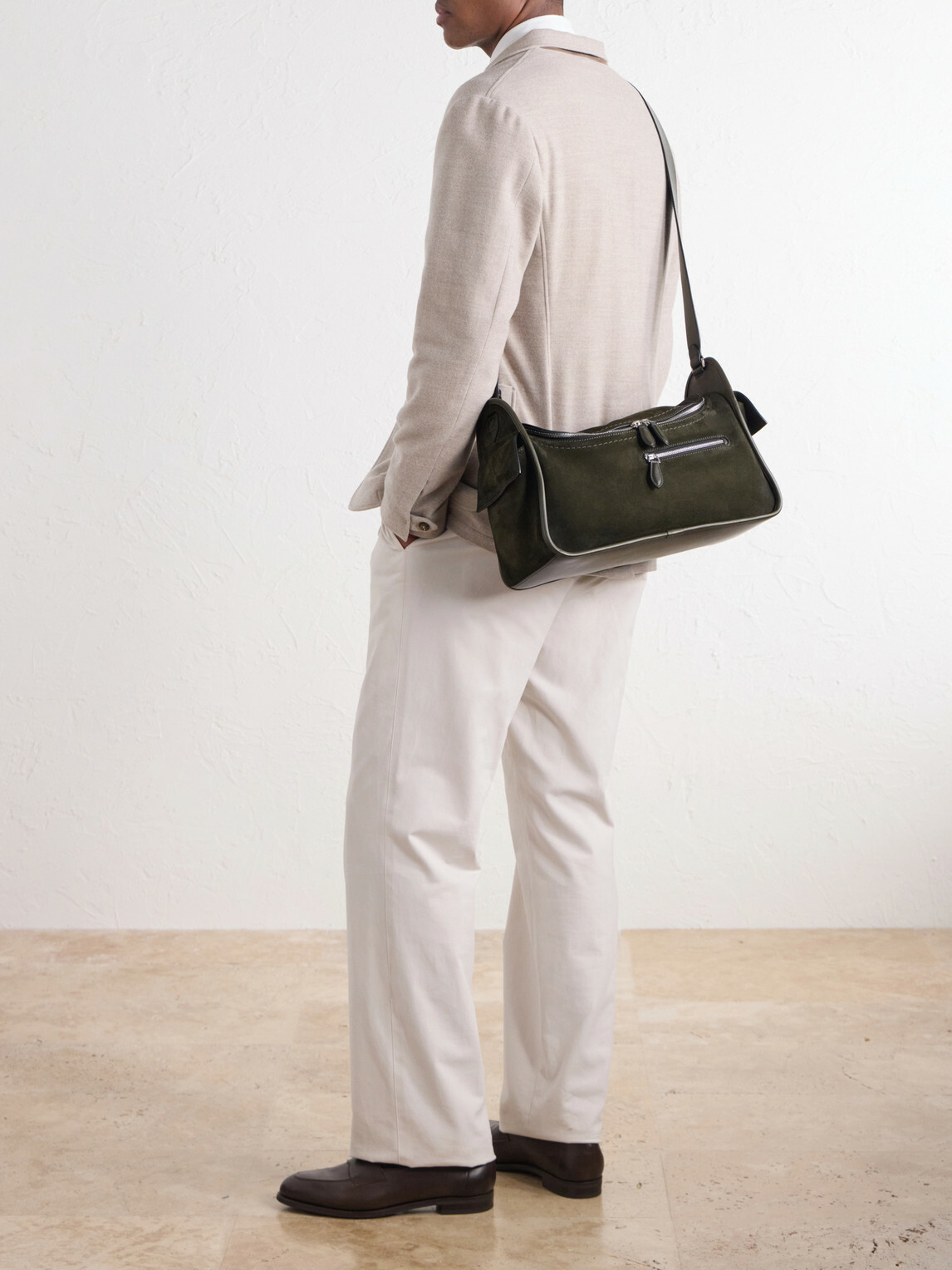 Berluti - Périple Barrel Leather-Trimmed Suede Messenger Bag