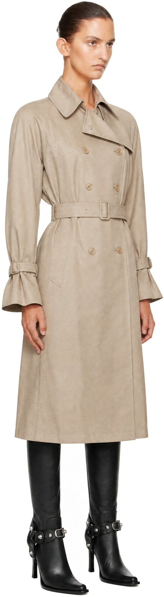 VETEMENTS Beige Round Shoulder Open Back Trench Coat