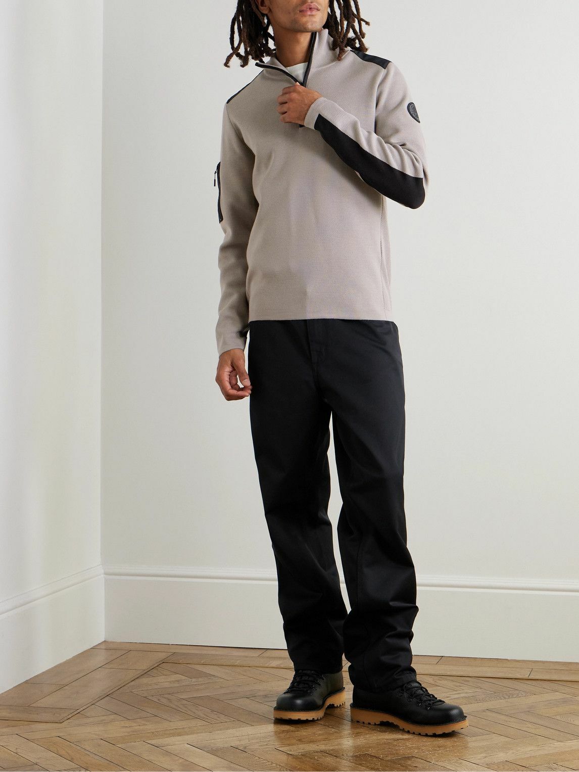 Canada Goose - Stormont Slim-Fit CORDURA-Trimmed Merino Wool Half-Zip Sweater - Gray
