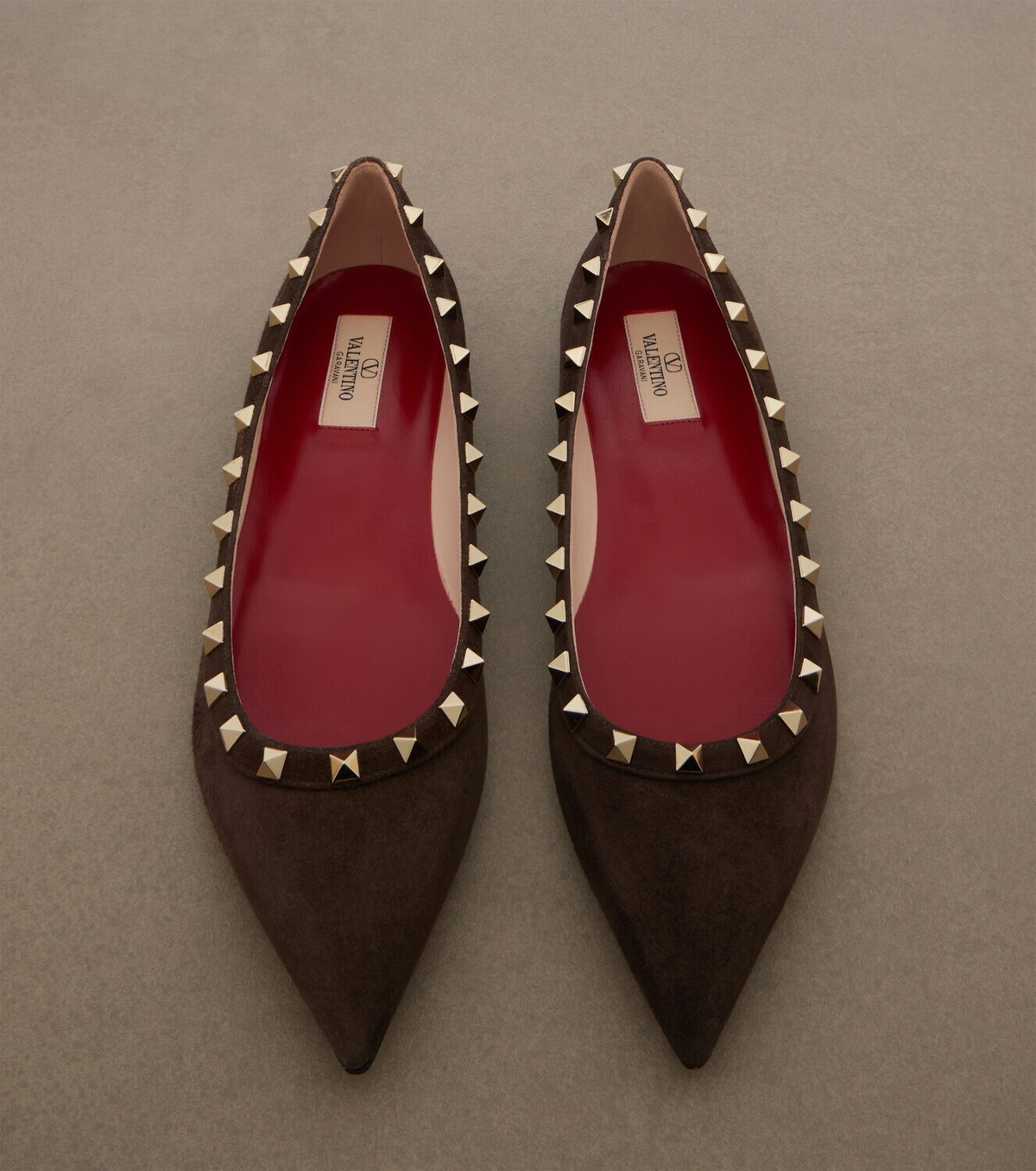 Valentino Garavani Rockstud suede ballet flats