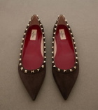 Valentino Garavani Rockstud suede ballet flats