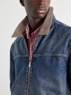FRAME - Corduroy Trimmed Cotton and Lyocell-blend Denim Jacket - Blue