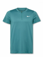Nike Tennis - NikeCourt Slam Slim-Fit Perforated Dri-FIT ADV Half-Zip T-Shirt - Blue