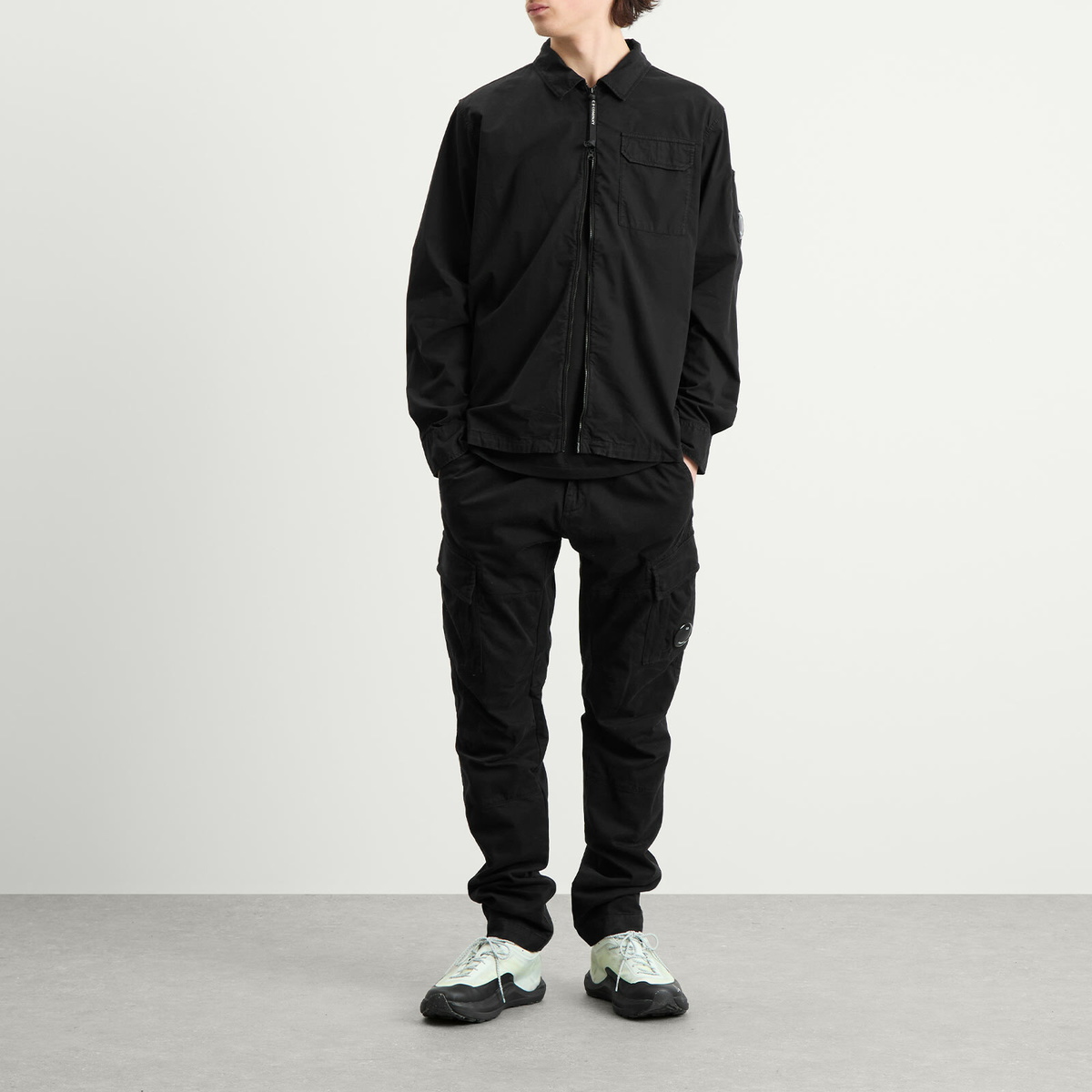C.P. Company Men's Stretch Sateen Cargo Pants in Black C.P.