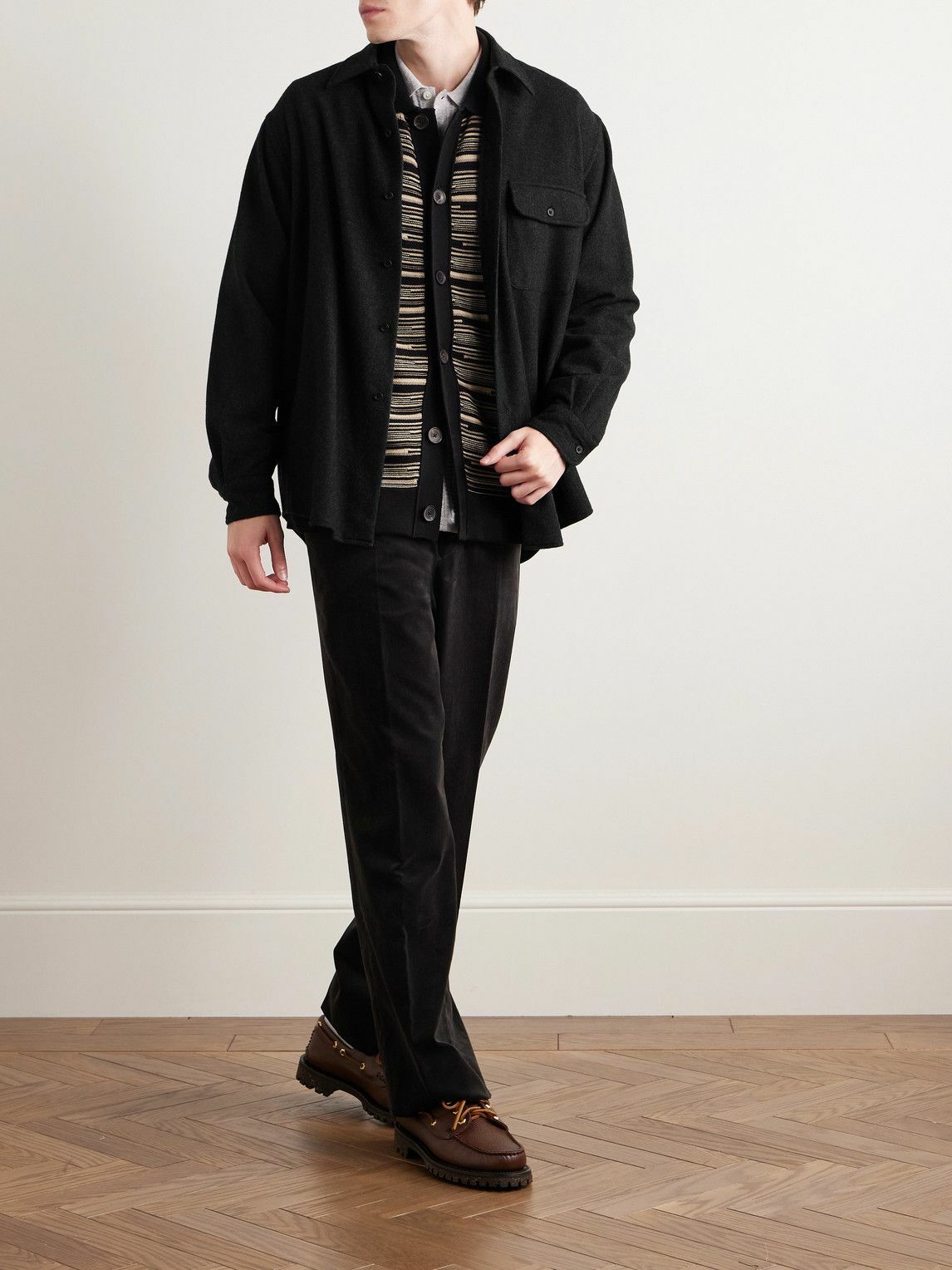 トップス KAPTAIN SUNSHINE Cotton Flannel 38 Kaptain Sunshine - C.P.O Brushed Cashmere-Flannel Shirt Jacket