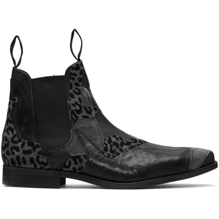Photo: Comme des GarÃ§ons Homme Plus Black Leather Patchwork Chelsea Boots