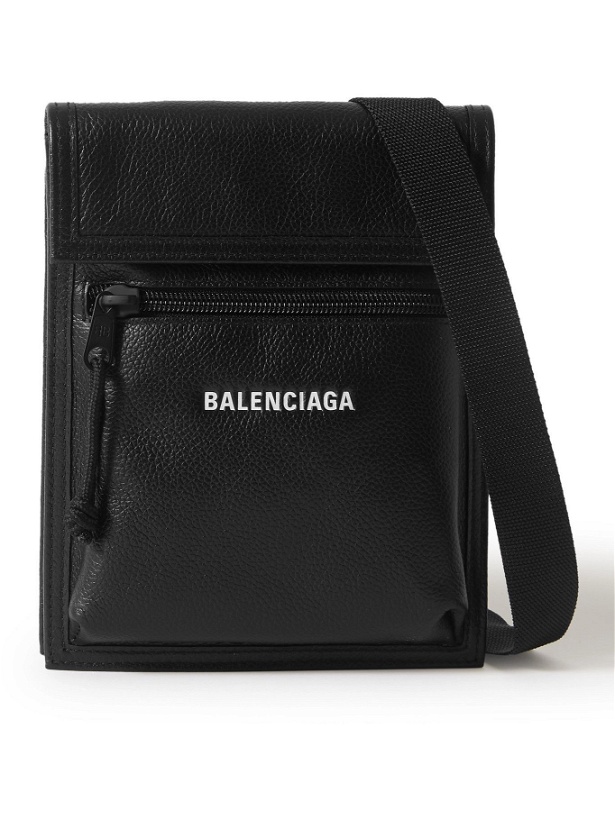 Photo: BALENCIAGA - Logo-Print Full-Grain Leather Messenger Bag