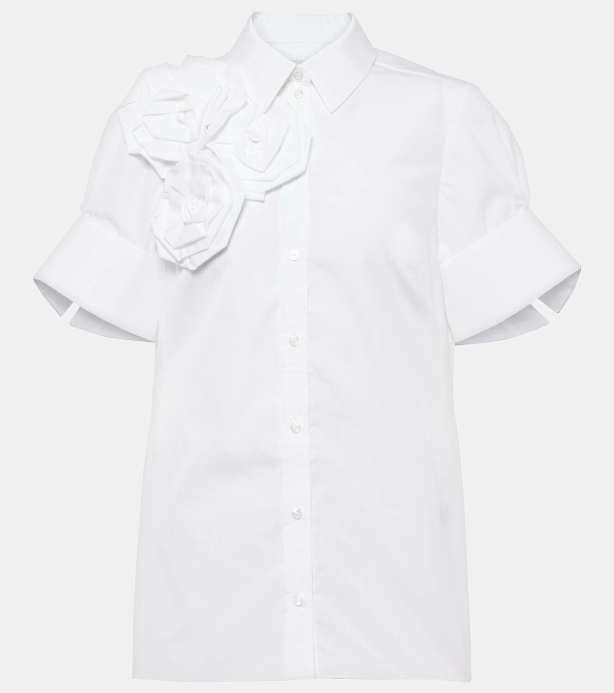 Erdem Floral-appliqué cotton shirt
