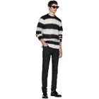 Saint Laurent Black and White Striped Mohair Sweater