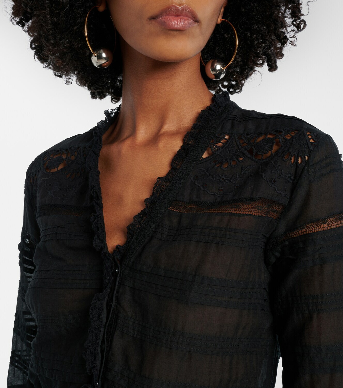 Marant Etoile Daniva lace-trimmed cotton midi dress