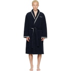 Versace Navy Cotton-Terry Jacquard Bathrobe