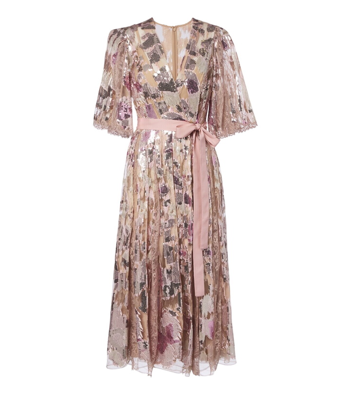 Photo: Elie Saab Sequined silk-blend lace wrap dress