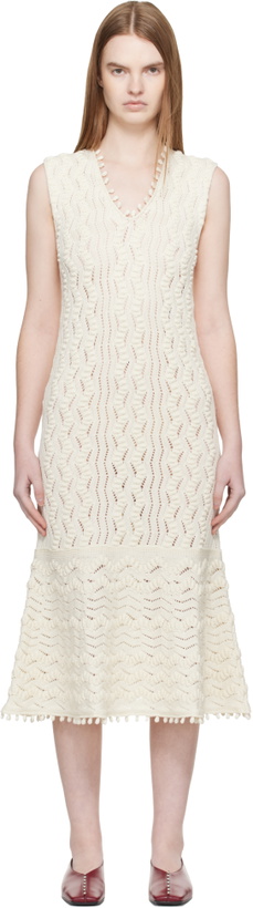 Photo: Jil Sander Off-White Pointelle Midi Dress