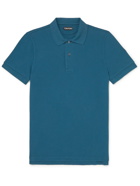 TOM FORD - Garment-Dyed Cotton-Piqué Polo Shirt - Blue