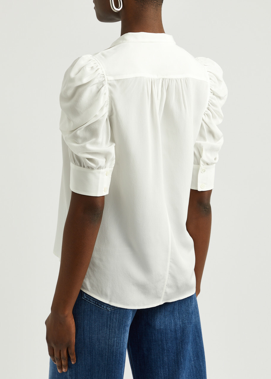 Frame Gillian outlet Silk Collared Puff Sleeve Blouse