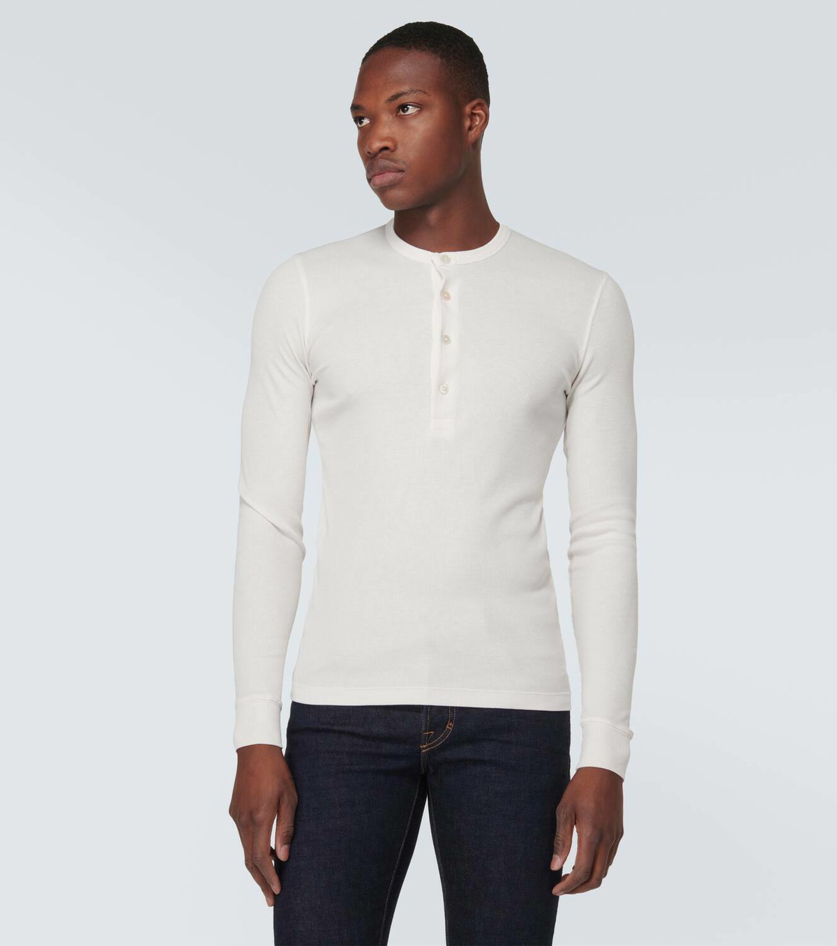 Tシャツ・カットソー TOM FORD SS25 HENLEY T-SHIRT (T4M151040 002) TOM FORD Cotton and modal-blend jersey Henley T-shirt | THE