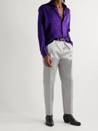 SAINT LAURENT - Yves Silk-Brocade Shirt - Purple