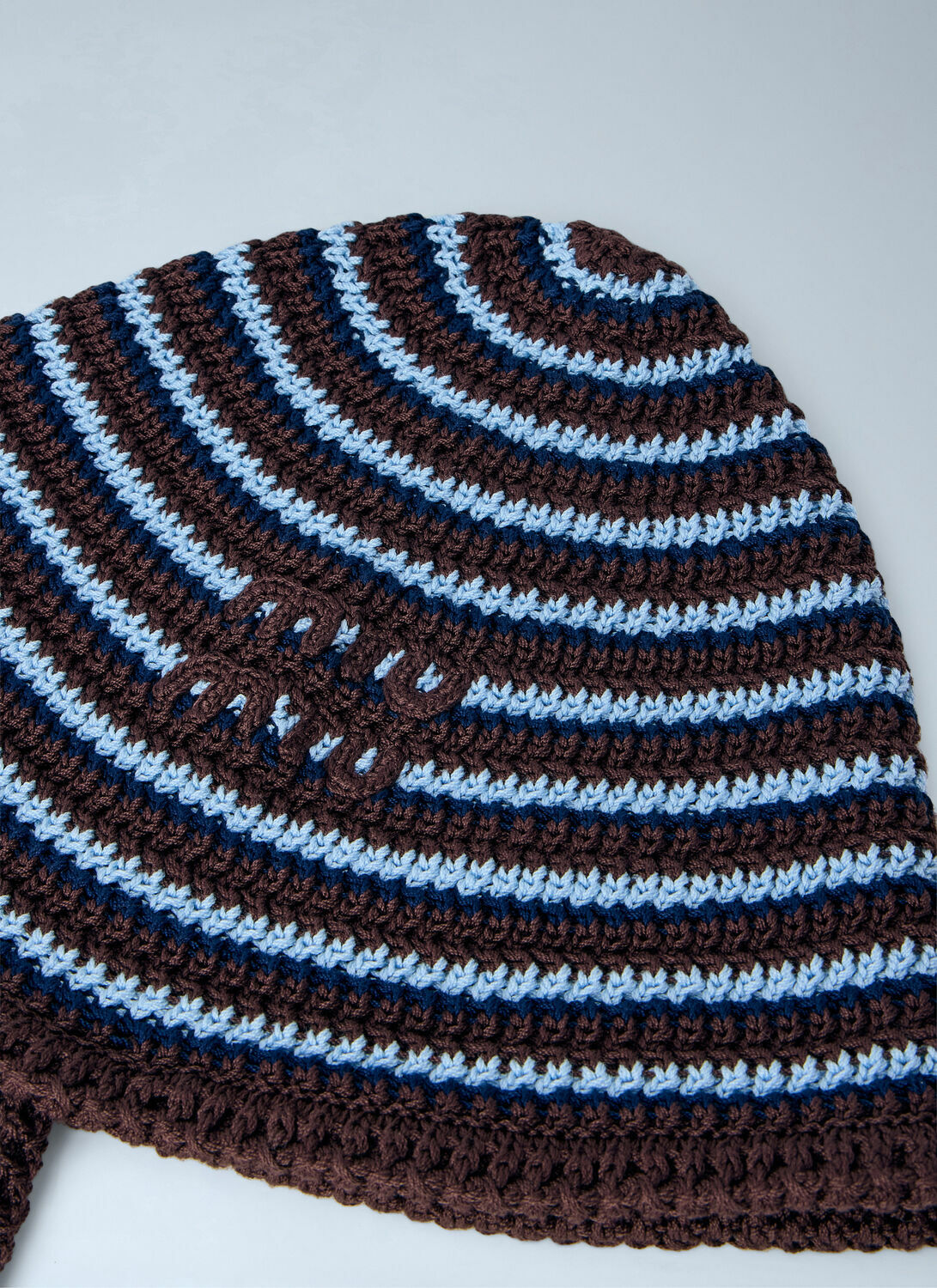 Miu Miu Striped Crochet Hat with Ties