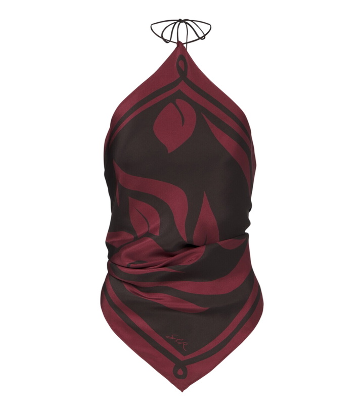 Photo: SIR Printed silk satin scarf top