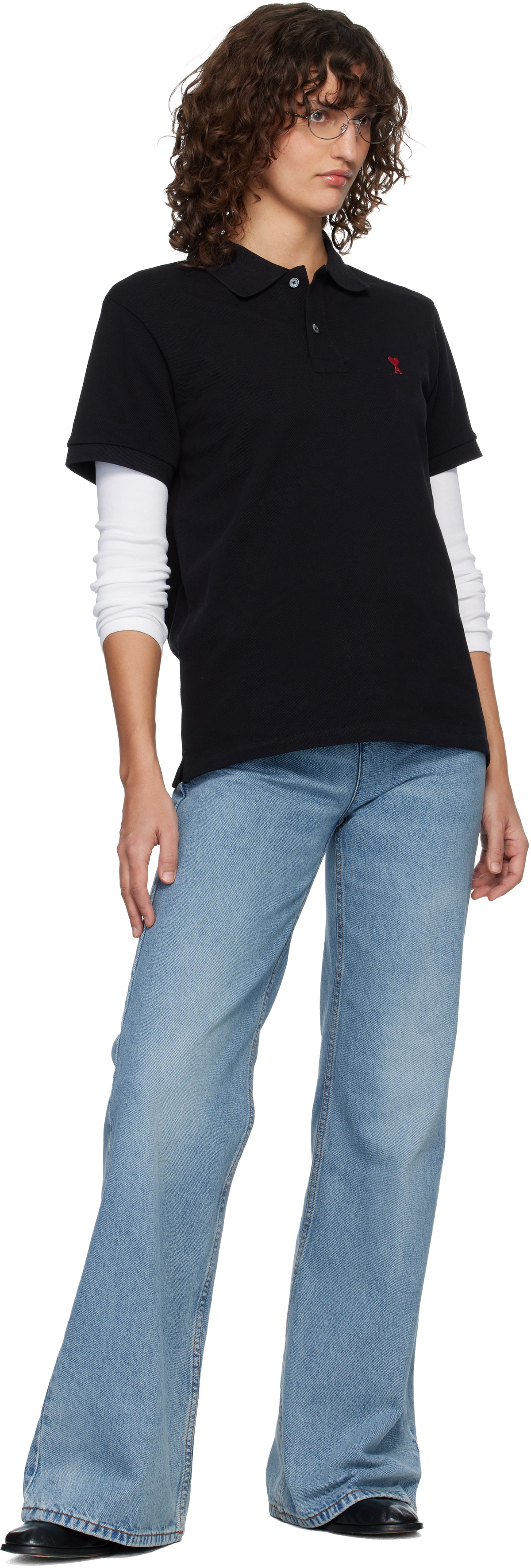 AMI Paris Blue Cotton Flare Fit Jeans