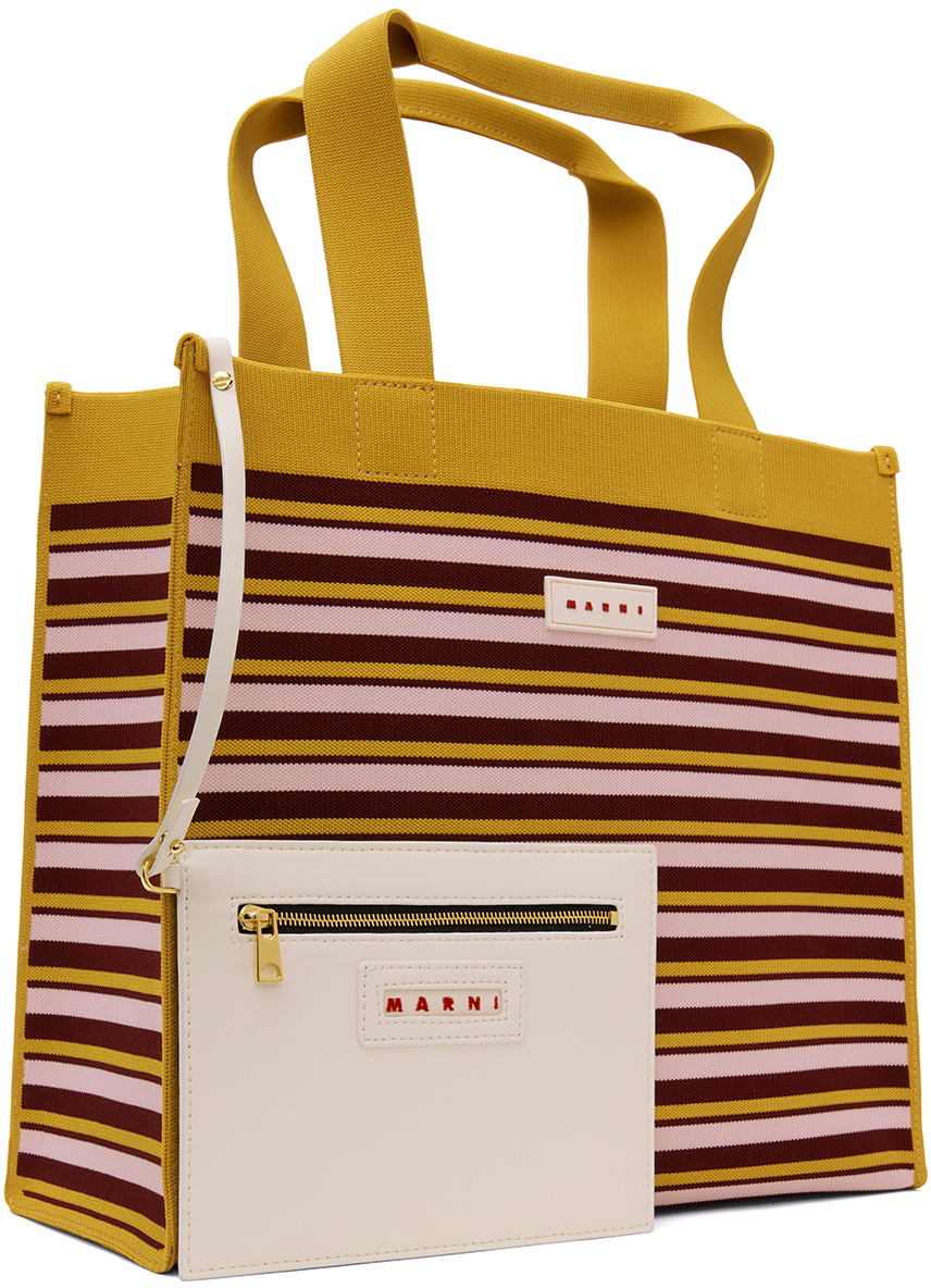 Marni Pink amp; Yellow Medium Shopping Tote