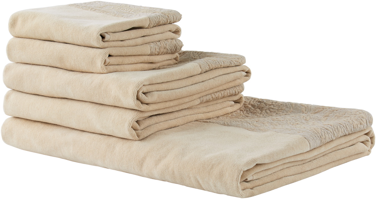Versace Beige Barocco Towel Set, 5 pcs