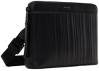 Paul Smith Black Leather Shadow Stripe Musette Pouch