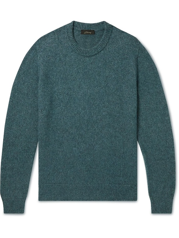 Photo: Brioni - Brushed Cashmere and Silk-Blend Sweater - Blue