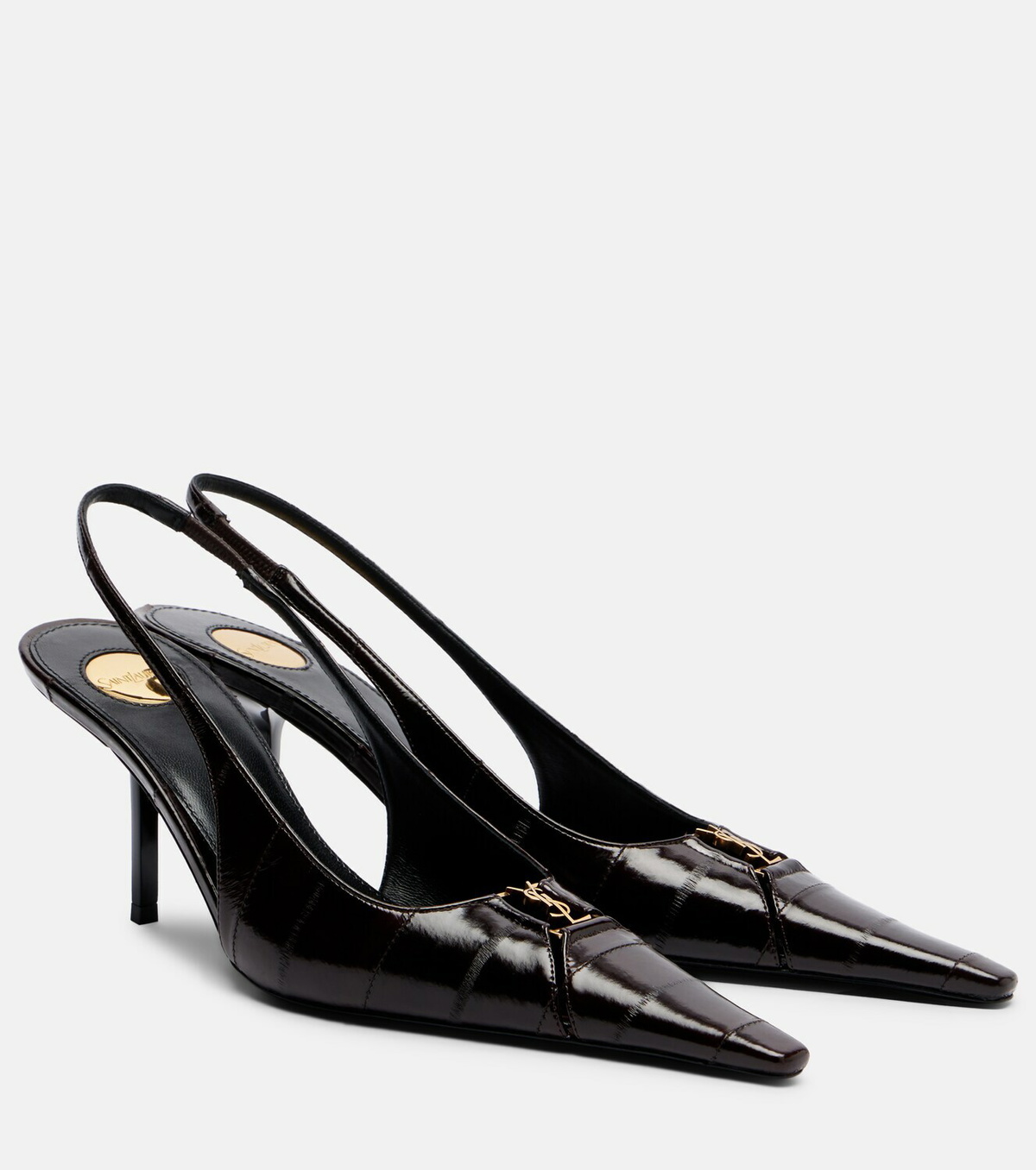 Saint Laurent Babylone eel leather slingback pumps
