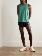 Nike Running - Miler Flash Logo-Print Appliquéd Dri-FIT Mesh Tank Top - Green