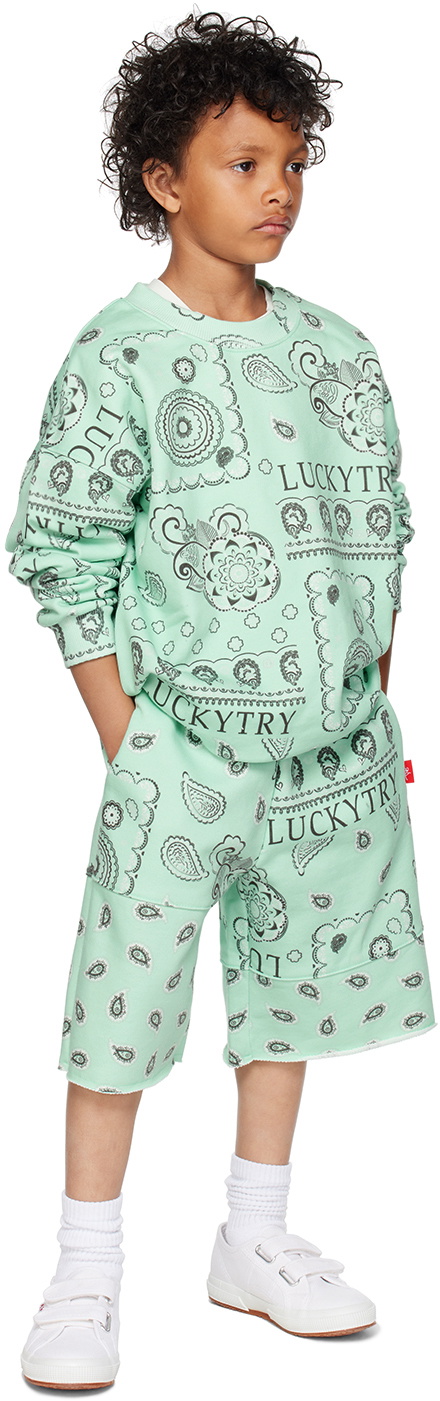 Luckytry Kids Green Paisley Shorts