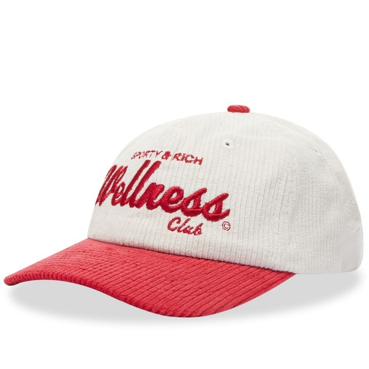 Photo: Sporty & Rich Men's Wellness Club Corduroy Hat in White/Red
