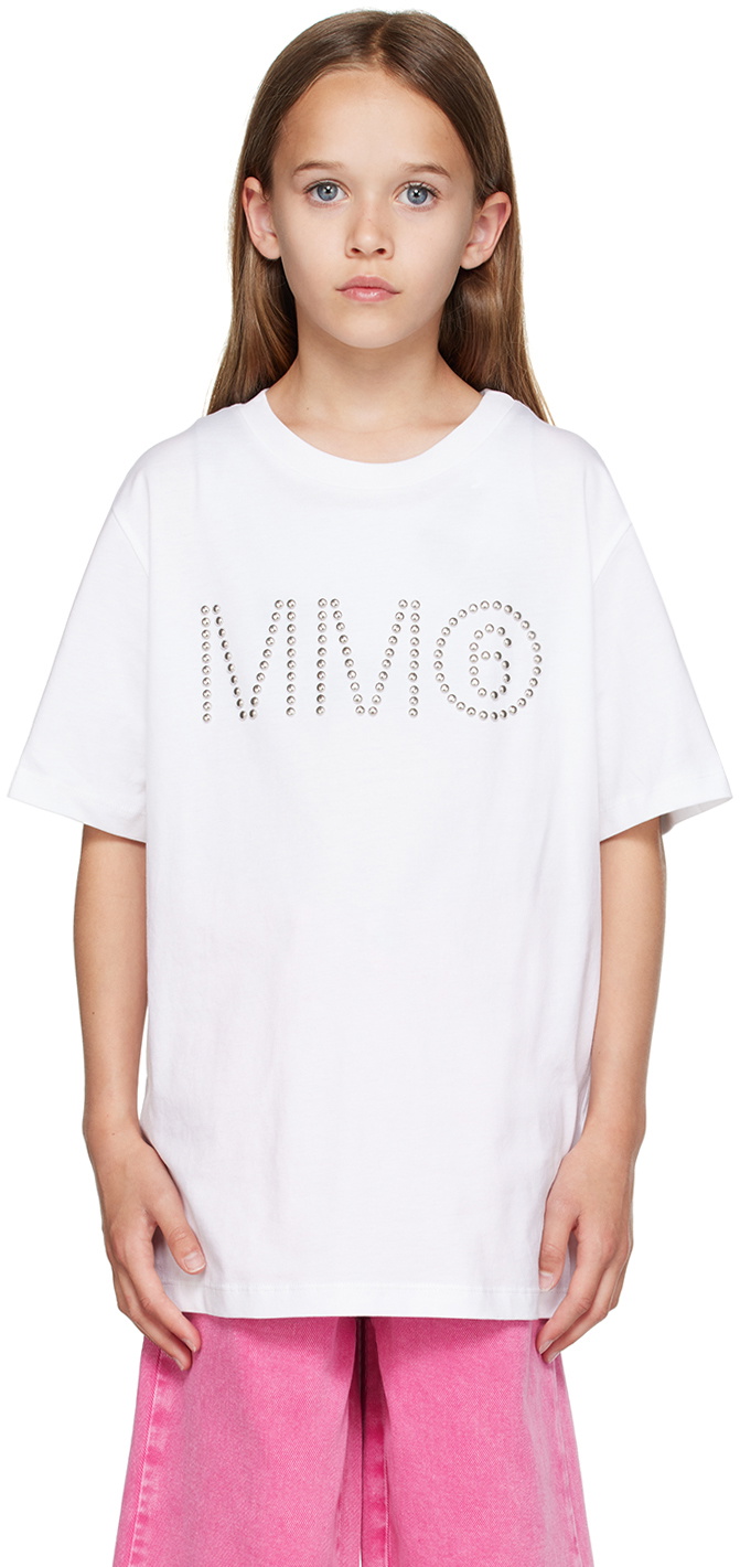 MM6 Maison Margiela Kids White Studded T-Shirt MM6 Maison Margiela