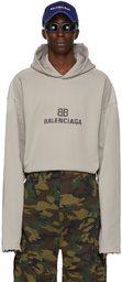 Balenciaga Taupe Distressed BB Pixel Hoodie