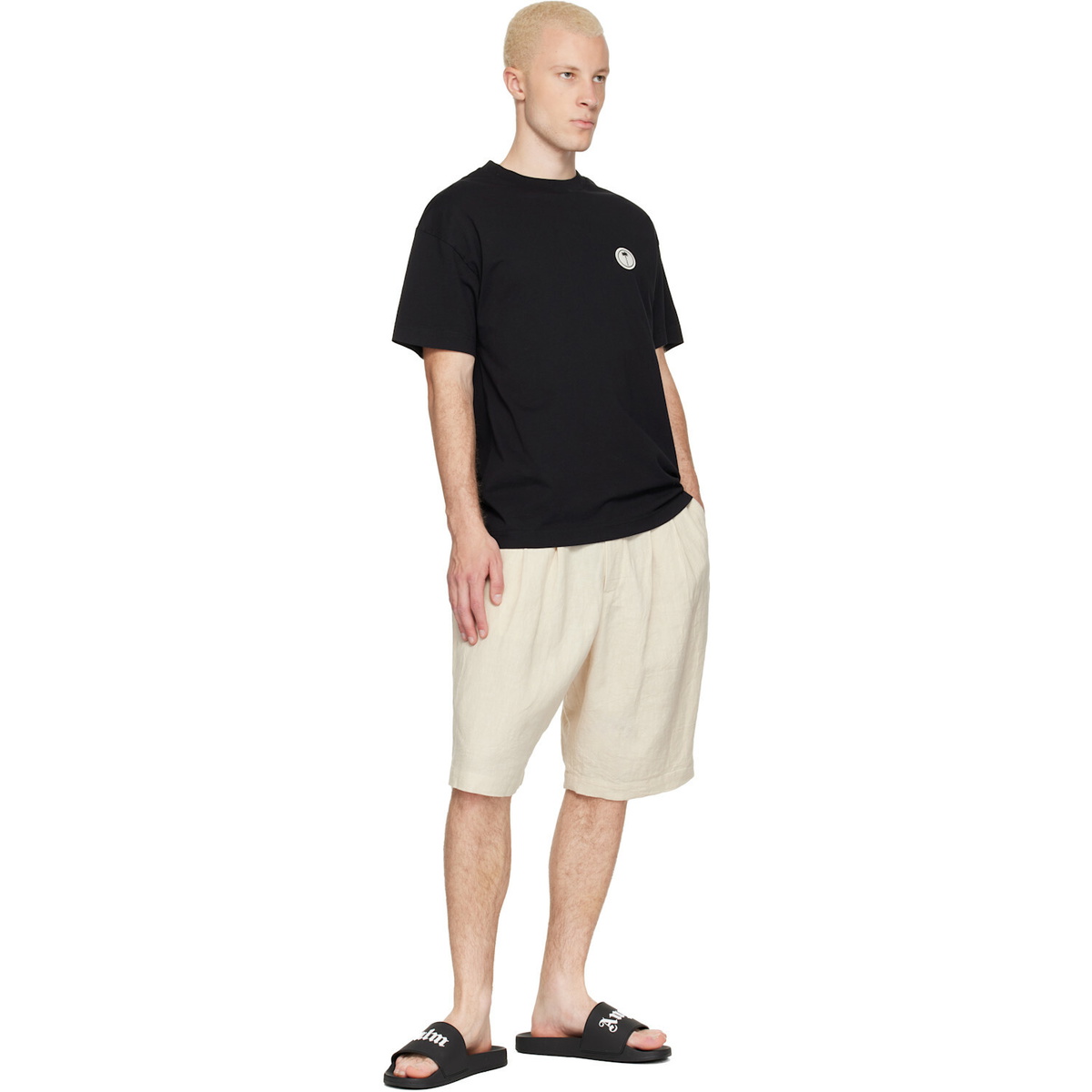 Palm Angels Black Big Logo Pool Slides