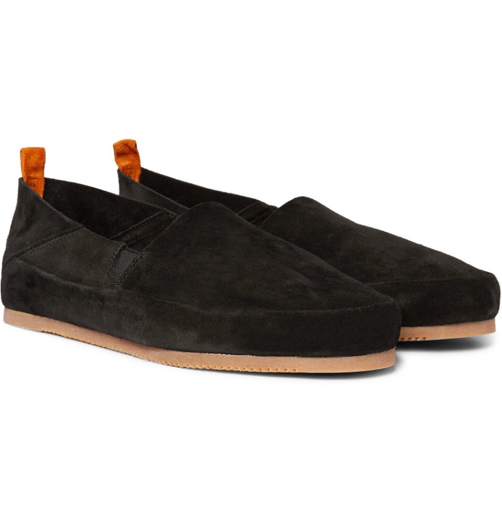 Photo: Mulo - Collapsible-Heel Suede Loafers - Black