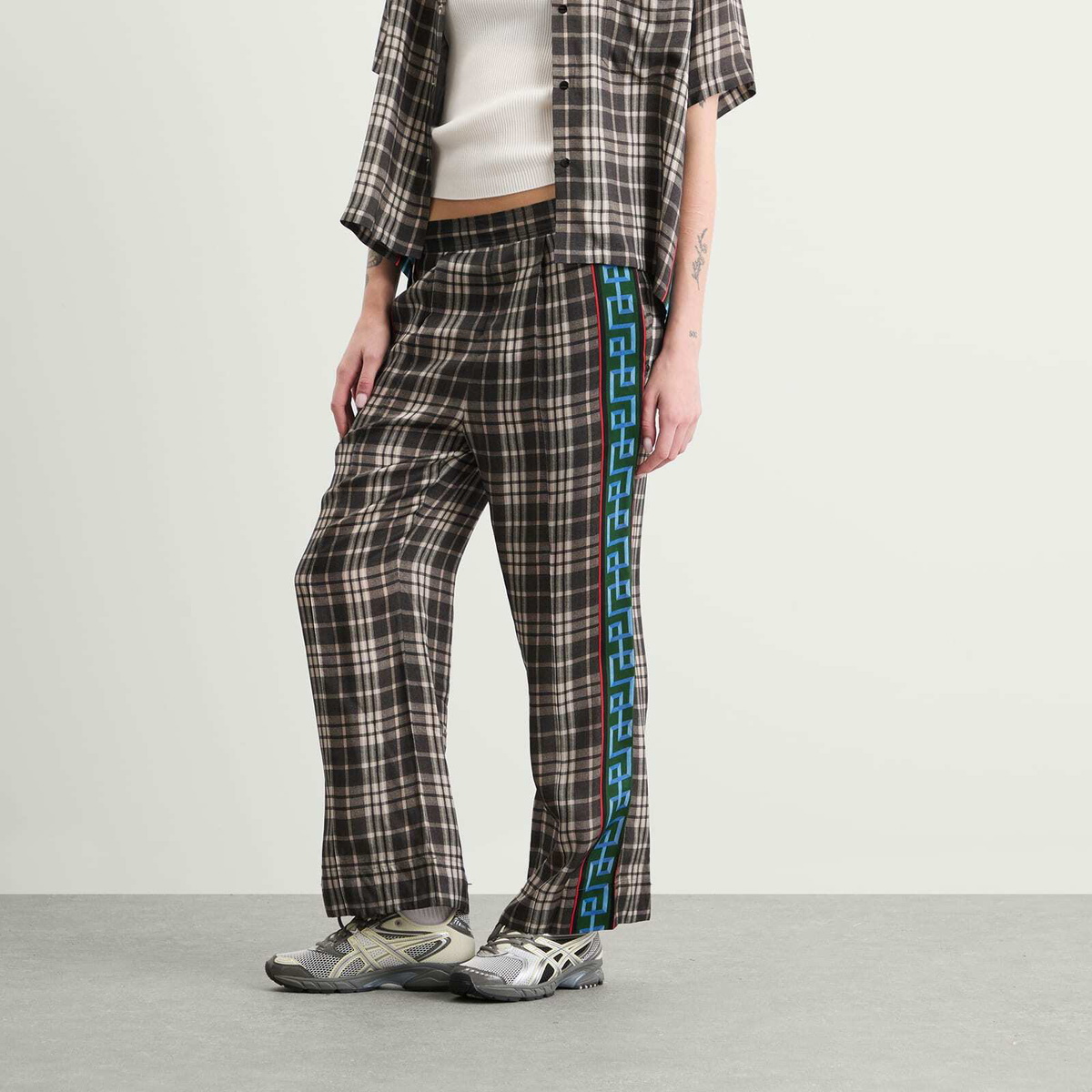 TOGA ARCHIVES Women's Printed Wide Leg Trousers in Grey