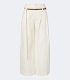 Xu Zhi Belted pleated silk and linen wide-leg pants