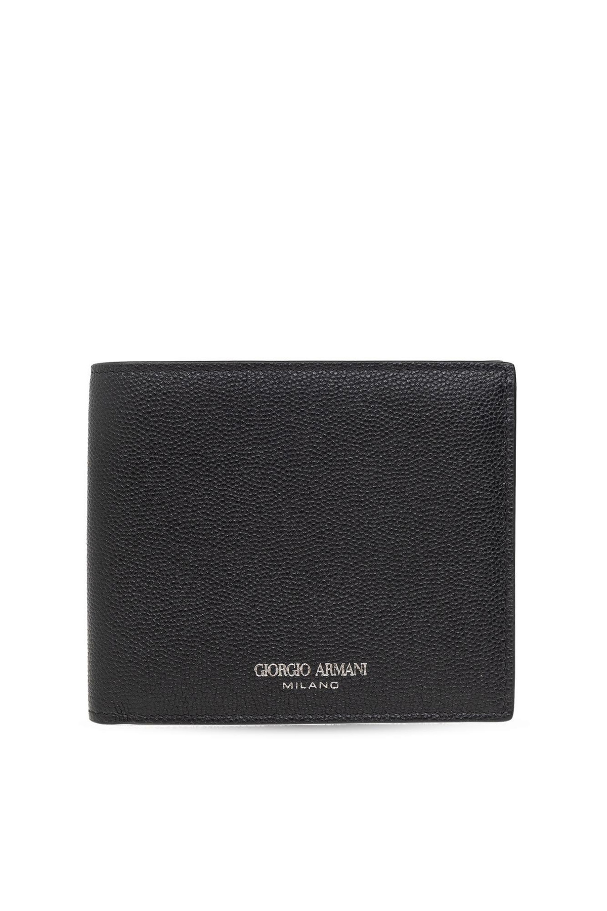 折りたたみ財布 GIORGIO ARMANI Giorgio Armani Bi-Fold Leather wallet Leather bifold wallet with coin purse with embroidered logo