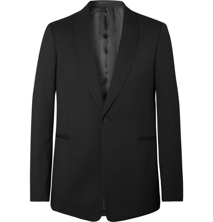 Photo: The Row - Archer Black Slim-Fit Grain de Poudre Virgin Wool Tuxedo Jacket - Black