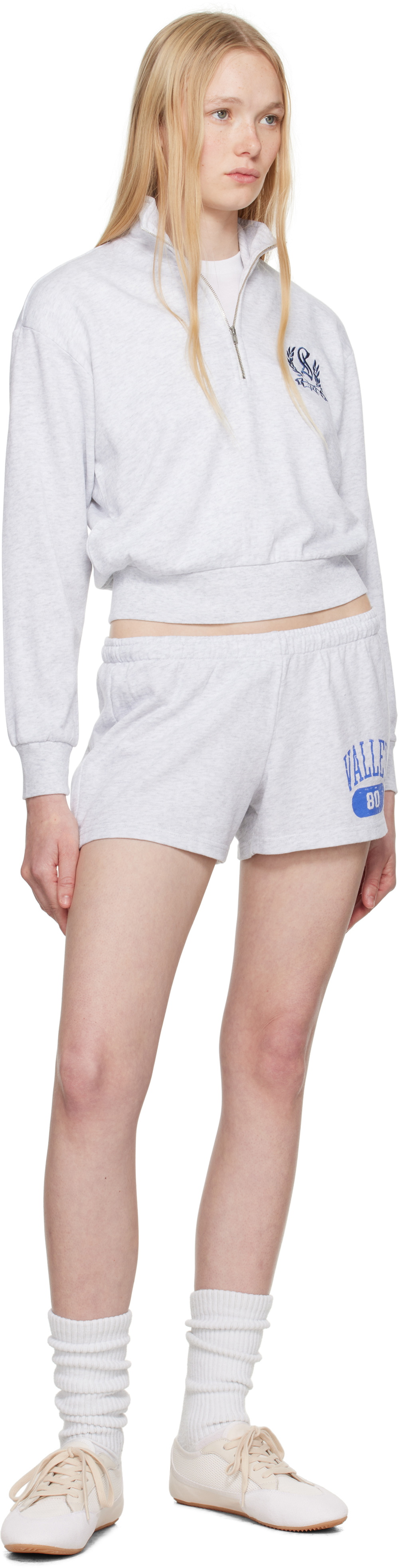SKIMS Gray Lightweight Fleece Shrunken Quarter Zip Sweatshirt