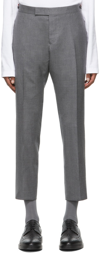 Photo: Thom Browne Grey Super 120s Wool Side Tab Trousers