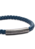 Tateossian Charles Woven Leather Bracelet Blue