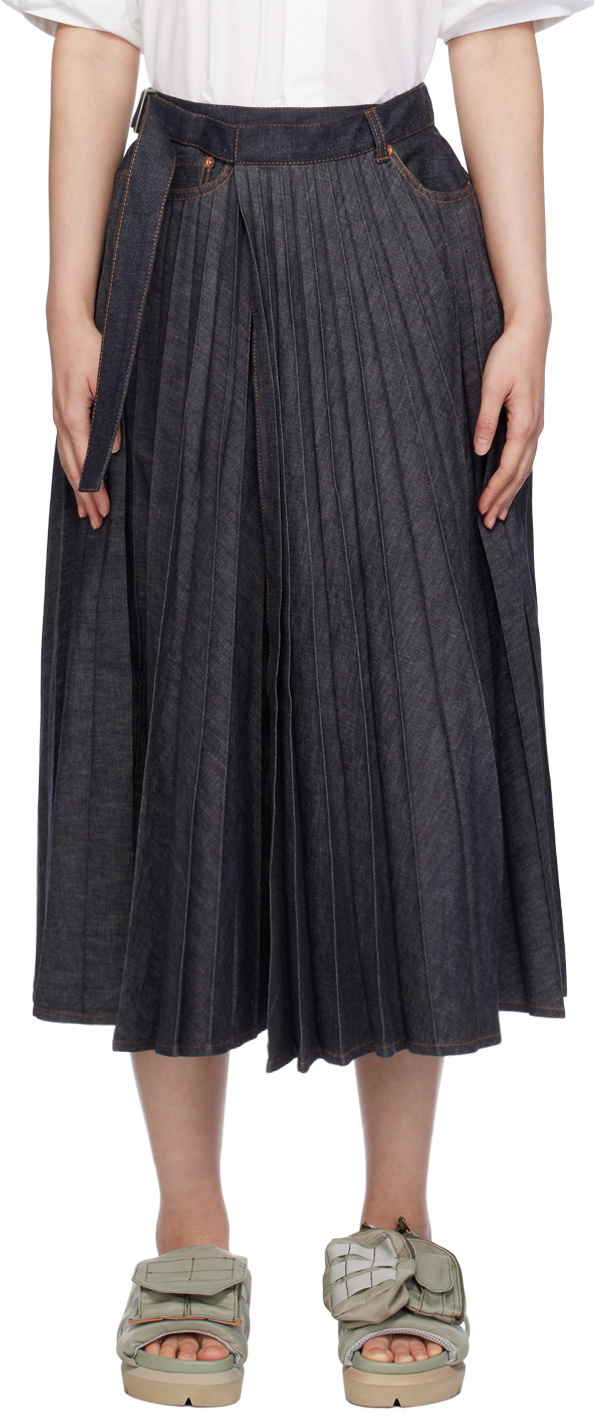 Photo: sacai Indigo Wrap Denim Maxi Skirt